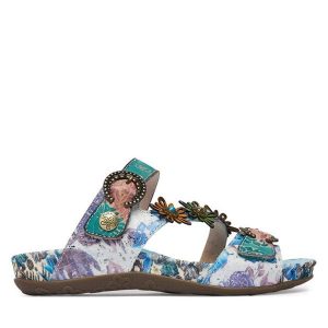 Klapki Laura Vita. Niebieskie klapki LAURA VITA, bez wzorów, bez obcasa. Za 429,99 zł.