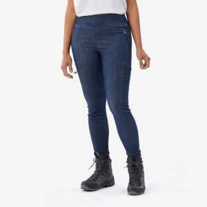 Legginsy trekkingowe damskie Forclaz MT900. Niebieskie legginsy FORCLAZ, bez wzorów, z bawełny. Za 199,99 zł.