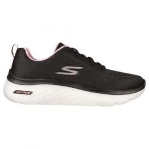 Buty do chodzenia damskie Skechers GO Walk Hyper Burst. Czarne buty sportowe Skechers, bez wzorów, z materiału, bez zapięcia, trekkingowe. Za 329,99 zł.