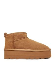 DeeZee Śniegowce DZN-005 Brązowy. Brązowe buty zimowe DeeZee, ze skóry, bez obcasa, bez zapięcia. Za 349,99 zł.