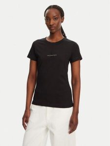 Calvin Klein Jeans T-Shirt Monologo J20J223563 Czarny Slim Fit. Czarne t-shirty Calvin Klein Jeans, xxs, bez wzorów, z bawełny, bez kołnierzyka, bez ramiączek. Za 109,99 zł.