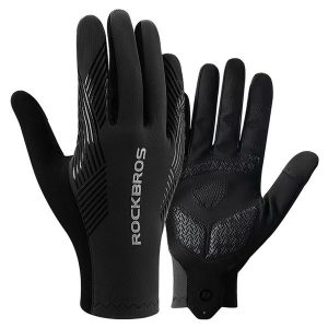 Rękawiczki rowerowe Rockbros wiosna/lato/jesień, pełne. Czarne rękawiczki ROCKBROS, na jesień, bez wzorów. Za 79,99 zł.
