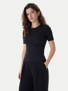 Calvin Klein T-Shirt LV044D246G Czarny Slim Fit. Czarne t-shirty Calvin Klein, xs, bez wzorów, bez kołnierzyka, bez ramiączek. Za 289,99 zł.