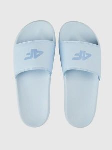Klapki damskie 4F 4FRSS26FSLIF062. Niebieskie klapki 4f, bez wzorów, z gumy, bez obcasa. Za 59,99 zł.