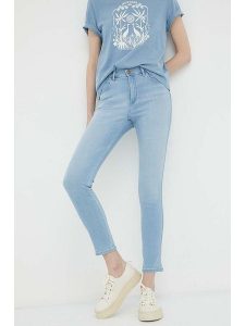 Wrangler Dżinsy - Skinny fit - w kolorze błękitnym rozmiar: W27/L30. Niebieskie jeansy Wrangler, z aplikacjami, z podwyższonym stanem. Za 144,92 zł.