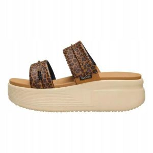HeyDude Damskie Klapki Austin Slide Classic. Brązowe klapki Hey Dude, bez wzorów, z materiału, bez obcasa. Za 259,00 zł.