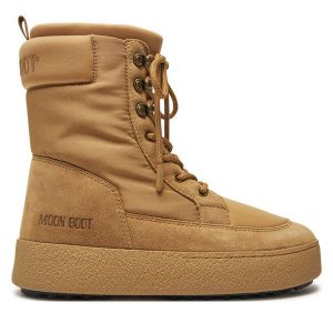 Śniegowce Moon Boot. Brązowe buty zimowe Moon Boot, bez obcasa, bez zapięcia. Za 899,99 zł.