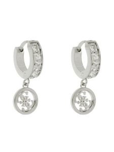 Guess Kolczyki Huggie Me JUBE03 147JW Srebrne rodowanie. Szare kolczyki Guess, srebrne. Za 129,99 zł.