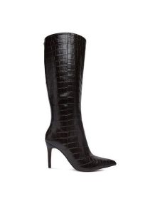 Nine West Kozaki CEO-SL95027 01 Brązowy ciemny. Brązowe kozaki Nine West, bez wzorów, bez obcasa, na szpilce, bez zapięcia. Za 329,99 zł.