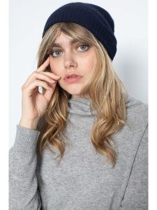 Perfect Cashmere Kaszmirowa czapka "Popi" w kolorze granatowym rozmiar: onesize. Niebieskie czapki Perfect Cashmere, bez wzorów, z kaszmiru. Za 127,65 zł.