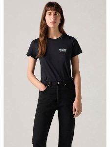 Levi's Koszulka w kolorze czarnym rozmiar: M. Czarne bluzki Levi's®, m, bez wzorów, z bawełny, bez kołnierzyka, bez ramiączek. Za 96,37 zł.
