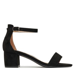 Sandały DeeZee. Czarne sandały DeeZee, bez wzorów, bez obcasa, na słupku, bez zapięcia. Za 119,99 zł.