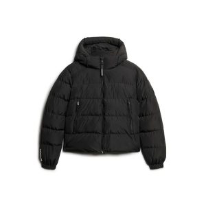 Damska kurtka puchowa Superdry Hooded Sports. Czarne kurtki Superdry, s, bez wzorów, z puchu, bez kaptura. W wyprzedaży za 472,30 zł.