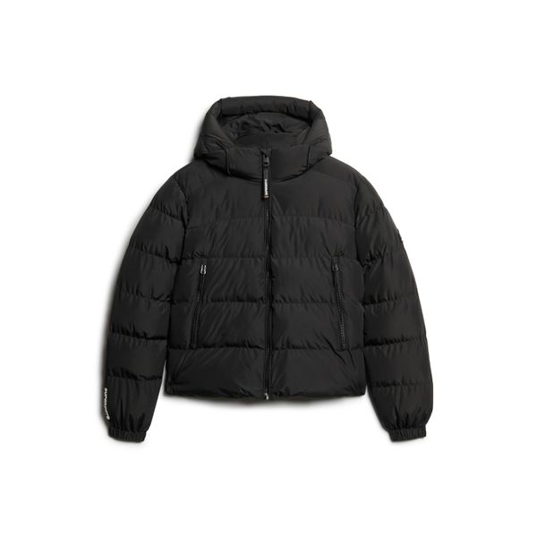 Damska kurtka puchowa Superdry Hooded Sports. Czarne kurtki Superdry, s, bez wzorów, z puchu, bez kaptura. W wyprzedaży za 459,80 zł.