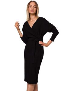 Made of emotion Sukienka w kolorze czarnym rozmiar: S. Czarne sukienki Made Of Emotion, s, bez wzorów, bez kołnierzyka, bez ramiączek, maxi, kopertowe. Za 135,49 zł.