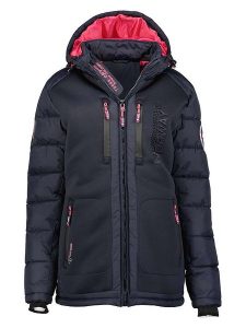 Geographical Norway Kurtka zimowa "Beachwood" w kolorze granatowym rozmiar: L. Niebieskie kurtki Geographical Norway, na zimę, l, z aplikacjami, z puchu, bez kaptura. Za 237,17 zł.