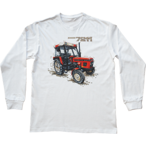 Zetor 7211 — bluzka z długim rękawem. Białe bluzki nikiniki, l, bez wzorów, z bawełny, biznesowe, bez kołnierzyka, bez ramiączek. W wyprzedaży za 75,65 zł.