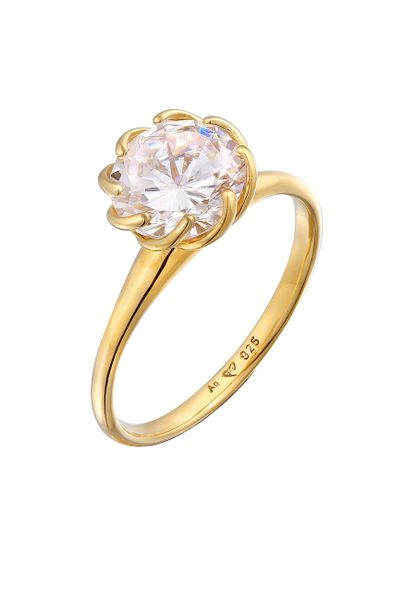 Elli Damski pierścionek zaręczynowy solitaire flower z kryształami cyrkonii w srebrze próby 925 Sterling Silver Pierścionki 1 ct. Szare pierścionki Elli, z cyrkonią, srebrne. Za 293,99 zł.