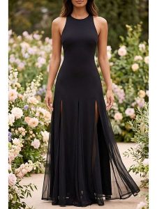 SOULSHAE Sukienka w kolorze czarnym rozmiar: S/M. Czarne sukienki SOULSHAE, m, bez wzorów, bez kołnierzyka, bez ramiączek, midi. Za 159,95 zł.