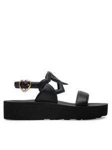 LOVE MOSCHINO Sandały JA16054I1MIA0000 Czarny. Czarne sandały LOVE MOSCHINO, bez wzorów, ze skóry, bez obcasa, na płaskiej podeszwie, bez zapięcia. Za 579,99 zł.