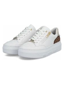 Rieker Skórzane sneakersy w kolorze białym rozmiar: 38. Białe trampki Rieker, bez wzorów, bez zapięcia. Za 197,17 zł.