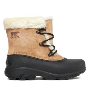 Śniegowce Sorel. Brązowe buty zimowe Sorel, bez obcasa, bez zapięcia. Za 539,99 zł.