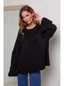 Joséfine Sweter w kolorze czarnym rozmiar: M. Czarne swetry oversize Joséfine, m, bez wzorów, bez ramiączek. Za 144,92 zł.