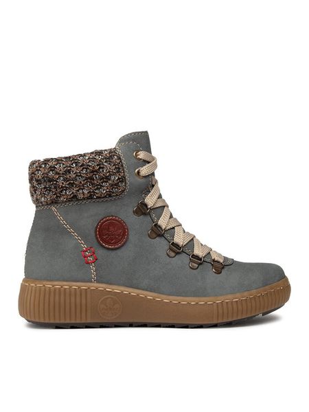 Rieker Trzewiki Z6648-14 Niebieski. Niebieskie botki Rieker, bez wzorów, z materiału, bez obcasa, na płaskiej podeszwie, bez zapięcia. Za 251,99 zł.