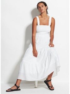 Seafolly Sukienka w kolorze białym rozmiar: XS. Białe sukienki Seafolly, xs, bez wzorów, z bawełny, bez kołnierzyka, bez ramiączek, maxi. Za 158,10 zł.