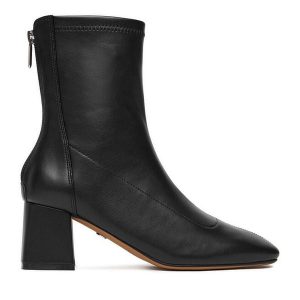 Botki Nine West. Czarne botki Nine West, bez wzorów, bez obcasa, na słupku, bez zapięcia. Za 279,99 zł.