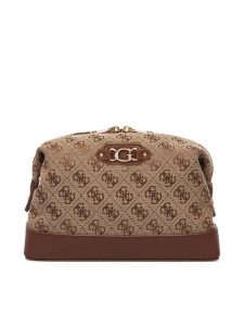 Guess Kosmetyczka PW7584 P6461 Brązowy. Brązowe torebki klasyczne Guess, z aplikacjami, z materiału, bez dodatków. Za 264,99 zł.