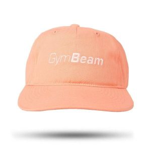 Czapka unisex fitness z zakrzywionym daszkiem łososiowa Dad Cap. Czerwone czapki GYMBEAM, bez wzorów, z bawełny, sportowe. Za 55,90 zł.