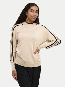 Kaffe Sweter Henriette 10509113 Beżowy Regular Fit. Brązowe swetry klasyczne Kaffe, xs, z wiskozy, bez kołnierzyka. Za 169,99 zł.