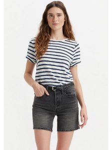 Levi's Koszulka w kolorze biało-granatowym rozmiar: XS. Białe bluzki Levi's®, s, bez wzorów, z bawełny, bez kołnierzyka, bez ramiączek. Za 79,03 zł.