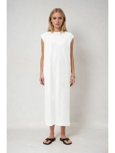 Weekday Sukienka w kolorze białym rozmiar: M. Białe sukienki Weekday, na co dzień, m, bez wzorów, bez kołnierzyka, bez ramiączek, maxi, proste. Za 65,54 zł.