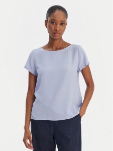 Marella Bluzka Cartone 2615111021 Błękitny Regular Fit. Niebieskie bluzki Marella, bez wzorów, z acetatu, bez kołnierzyka, bez ramiączek. Za 389,99 zł.