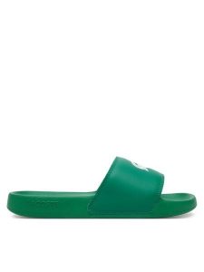 Lacoste Klapki Serve 0.0 7-49CFA0042 Zielony. Zielone klapki Lacoste, bez wzorów, ze skóry, bez obcasa. Za 119,99 zł.