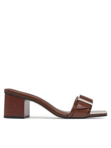 Calvin Klein Klapki Heel Mule 50 W/Buckle - Lth HW0HW02478 Brązowy. Brązowe klapki Calvin Klein, bez wzorów, ze skóry, bez obcasa. Za 439,99 zł.