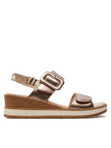 Caprice Sandały 9-28753-42 Brązowy. Brązowe sandały Caprice, bez wzorów, z nubiku, bez obcasa, na koturnie, bez zapięcia. Za 228,99 zł.