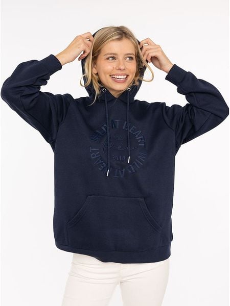 Zwillingsherz Bluza "Wild at heart" w kolorze granatowym rozmiar: S/M. Niebieskie bluzy Zwillingsherz, m, bez wzorów, z kapturem. Za 175,26 zł.