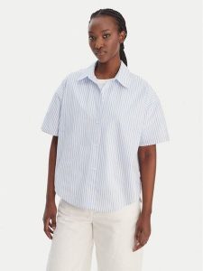 Calvin Klein Koszula LV00QS7652 Błękitny Relaxed Fit. Niebieskie koszule Calvin Klein, s, bez wzorów, z bawełny, bez kołnierzyka, bez ramiączek. Za 249,99 zł.