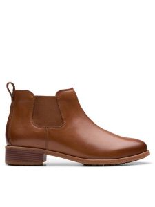Clarks Sztyblety Havisham Top 26178718 Brązowy. Brązowe botki Clarks, bez wzorów, ze skóry, bez obcasa, na płaskiej podeszwie, bez zapięcia. Za 429,99 zł.