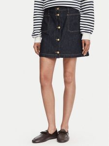 Tommy Hilfiger Spódnica jeansowa WW0WW50008 Granatowy Regular Fit. Niebieskie spódnice TOMMY HILFIGER, l, bez wzorów, z bawełny. Za 489,99 zł.