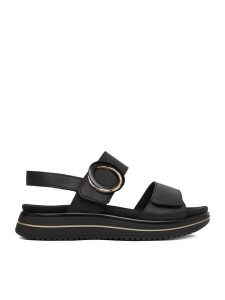 Remonte Sandały CEO-D1J63-00 Czarny. Czarne sandały Remonte, bez wzorów, ze skóry, bez obcasa, na płaskiej podeszwie, bez zapięcia. Za 369,99 zł.