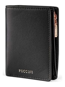 Puccini Skórzany portfel "Zen" w kolorze czarnym - 8,5 x 11,5 x 2 cm rozmiar: onesize. Czarne portfele Puccini, bez wzorów, z materiału. Za 144,24 zł.