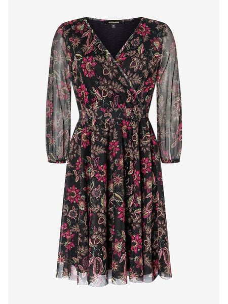 More & More Sukienka w kolorze czarno-różowym rozmiar: 46. Czarne sukienki More & More, bez wzorów, bez kołnierzyka, bez ramiączek, midi, kopertowe. Za 100,99 zł.