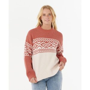 Rip Curl Cosmic Kiss Sweater - Brick. Brązowe swetry klasyczne Rip Curl, na zimę, bez kołnierzyka. Za 281,05 zł.