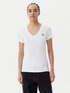 Calvin Klein Jeans T-Shirt J20J213716 Biały Regular Fit. Białe t-shirty Calvin Klein Jeans, xl, bez wzorów, z bawełny, bez kołnierzyka, bez ramiączek. Za 99,99 zł.