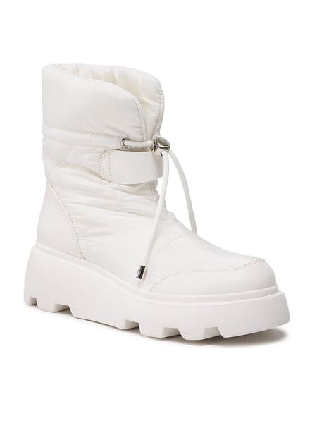 DeeZee Botki H2001-01 Biały. Białe botki DeeZee, bez wzorów, z materiału, bez obcasa, na płaskiej podeszwie, bez zapięcia. Za 219,99 zł.