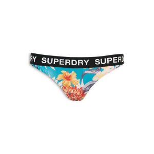 Klasyczne figi damskie do kostiumów kąpielowych Superdry. Niebieskie figi Superdry, bez wzorów, z elastanu. Za 152,05 zł.